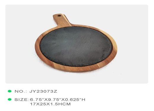Servierbrett Akazienholz mit Schiefereinsatz, 17x25x1,5 cm