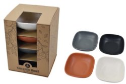 Schalen-Set 4 teilig 11,8x11,8x3,5cm, Keramik, farbig sort.