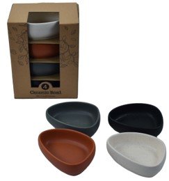 Schalen-Set 4 teilig 11,7x8,7x3,5cm, Keramik, farbig sort.