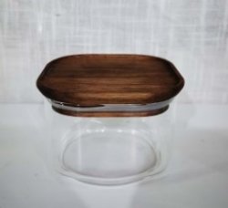 Borosilikat Vorratsglas mit Holzdeckel und Dichtring,...