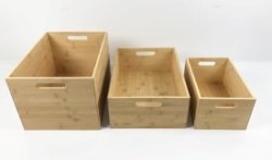 3 tlg. Set Kisten mit Griff 60x40x30cm, Bambus,...