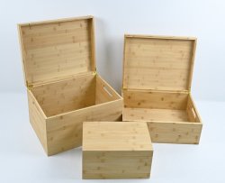 3 tlg. Set Kisten mit Deckel 60x40x30cm, Bambus,...