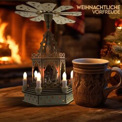 Holzdekoration-Windrad-Pyramide mit LED Licht,...