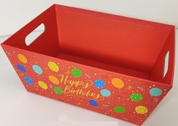 Geschenkkorb XL Kartonage,  27,4x20,4x12cm, HappyBirthday...