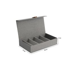 Storagebox-Brillensammler, Holz/Karton verstärkt,faltbar,BOXXN SMILE®, 30x17x6cm, Leinen, Polyester, Farbe grau