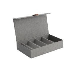 Storagebox-Brillensammler, Holz/Karton verstärkt,faltbar,BOXXN SMILE®, 30x17x6cm, Leinen, Polyester, Farbe grau