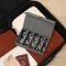 Storagebox-Brillensammler, Holz/Karton verstärkt,faltbar,BOXXN SMILE®, 30x17x6cm, Leinen, Polyester, Farbe grau
