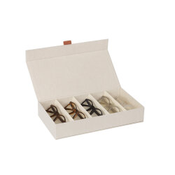 Storagebox-Brillensammler, Holz/Karton verstärkt,faltbar,BOXXN SMILE®, 30x17x6cm, Leinen, Polyester, Farbe creme/nature
